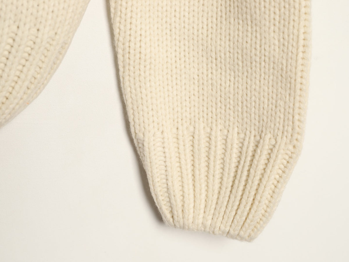 Louis Vuitton LV Leather Checkerboard Intarsia Ivory Zip-Up Knit Jacket