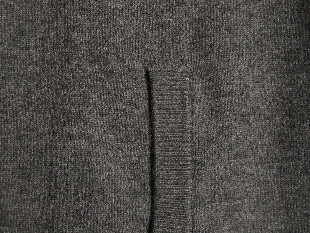 Louis Vuitton LV Embossed Logo Gray Cashmere Zip-Up Cardigan