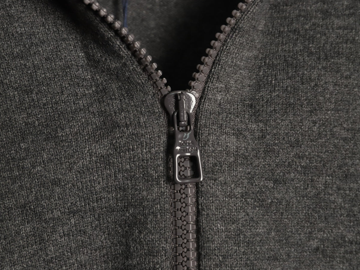 Louis Vuitton LV Embossed Logo Gray Cashmere Zip-Up Cardigan