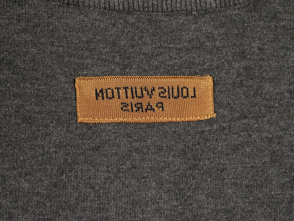 Louis Vuitton LV Embossed Logo Gray Cashmere Zip-Up Cardigan