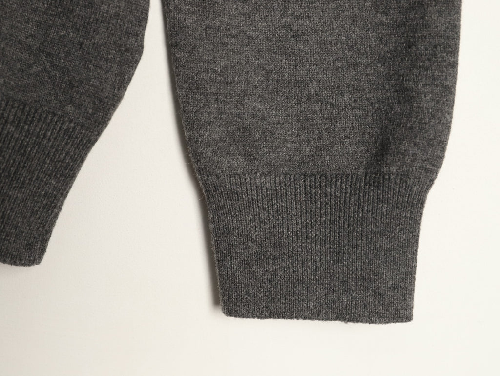Louis Vuitton LV Embossed Logo Gray Cashmere Zip-Up Cardigan
