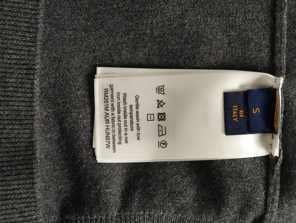 Louis Vuitton LV Embossed Logo Gray Cashmere Zip-Up Cardigan