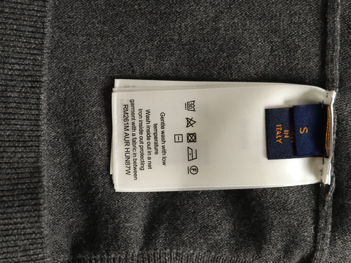 Louis Vuitton LV Embossed Logo Gray Cashmere Zip-Up Cardigan