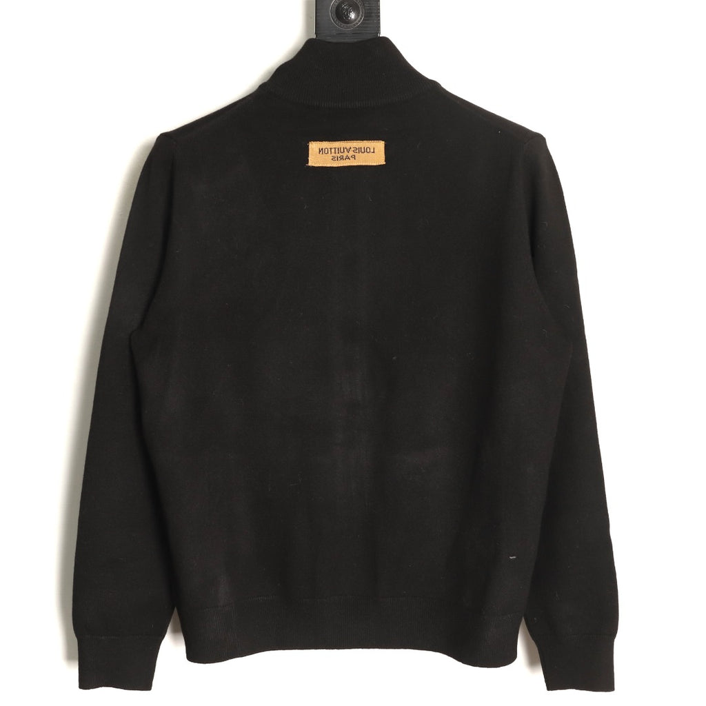 Louis Vuitton LV Embossed Logo Black Cashmere Zip-Up Cardigan