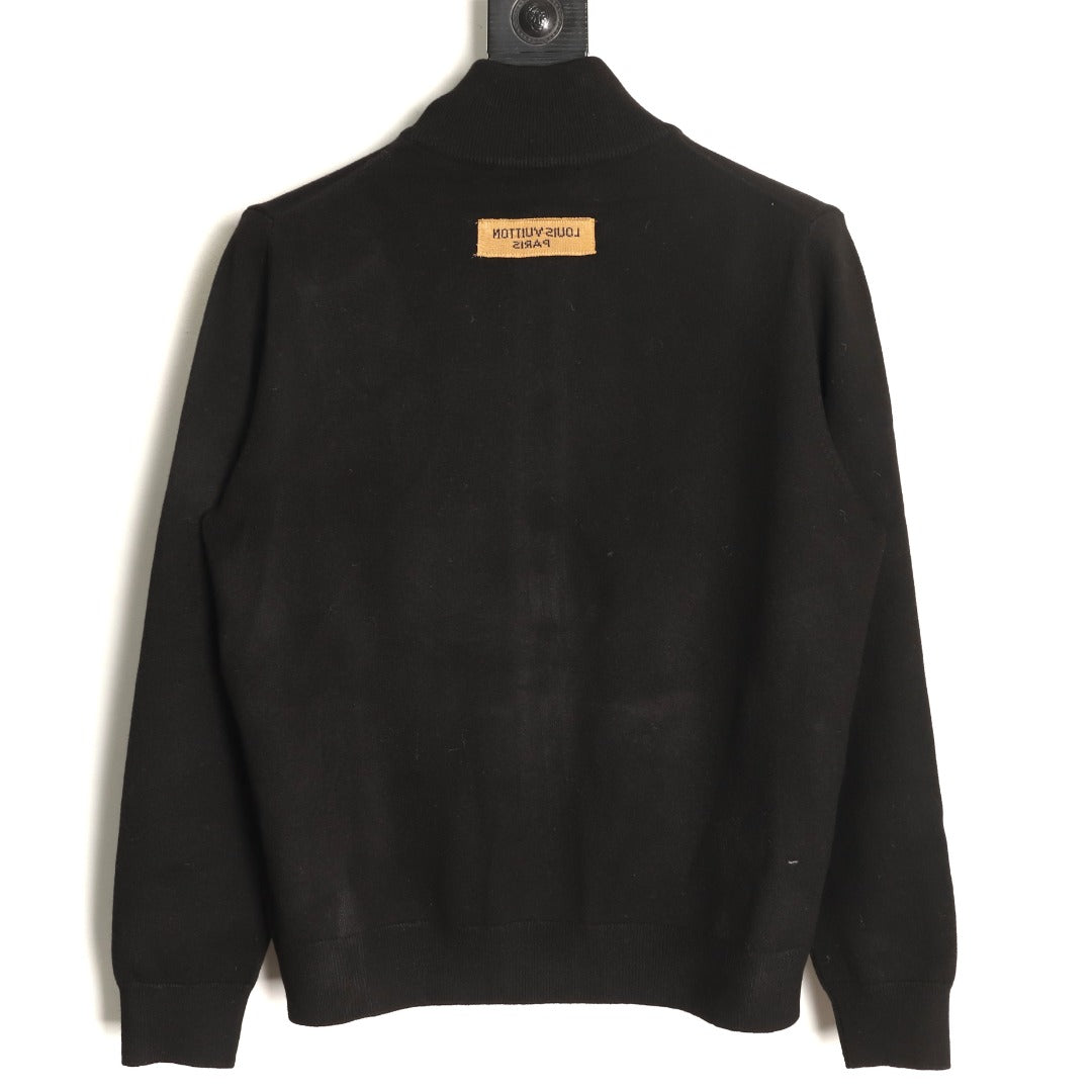 Louis Vuitton LV Embossed Logo Black Cashmere Zip-Up Cardigan