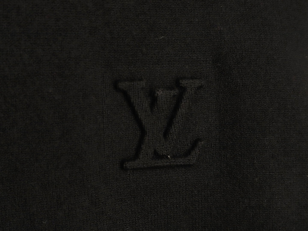 Louis Vuitton LV Embossed Logo Black Cashmere Zip-Up Cardigan