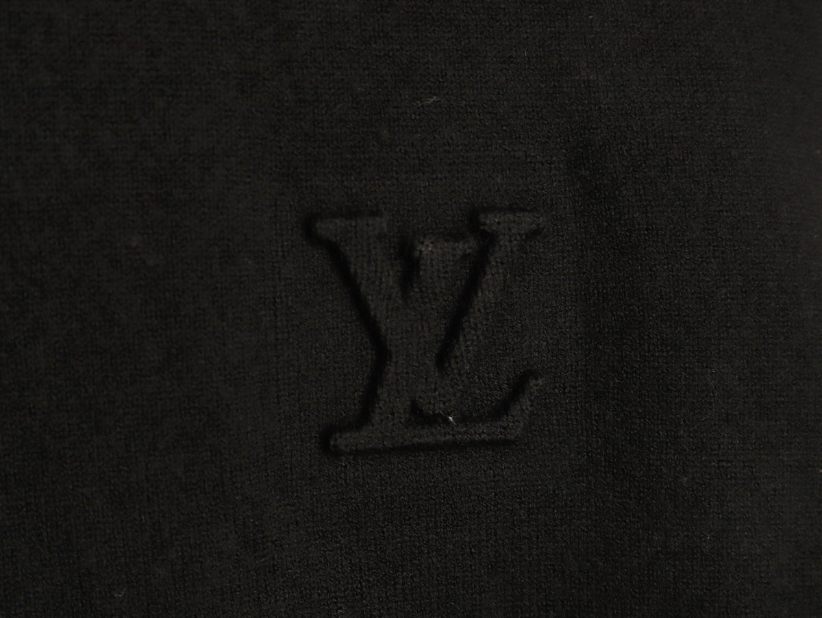 Louis Vuitton LV Embossed Logo Black Cashmere Zip-Up Cardigan
