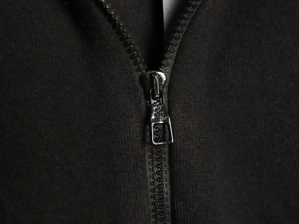 Louis Vuitton LV Embossed Logo Black Cashmere Zip-Up Cardigan