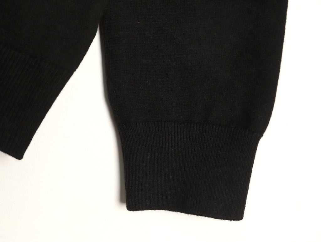 Louis Vuitton LV Embossed Logo Black Cashmere Zip-Up Cardigan