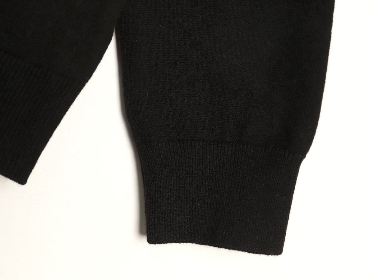 Louis Vuitton LV Embossed Logo Black Cashmere Zip-Up Cardigan
