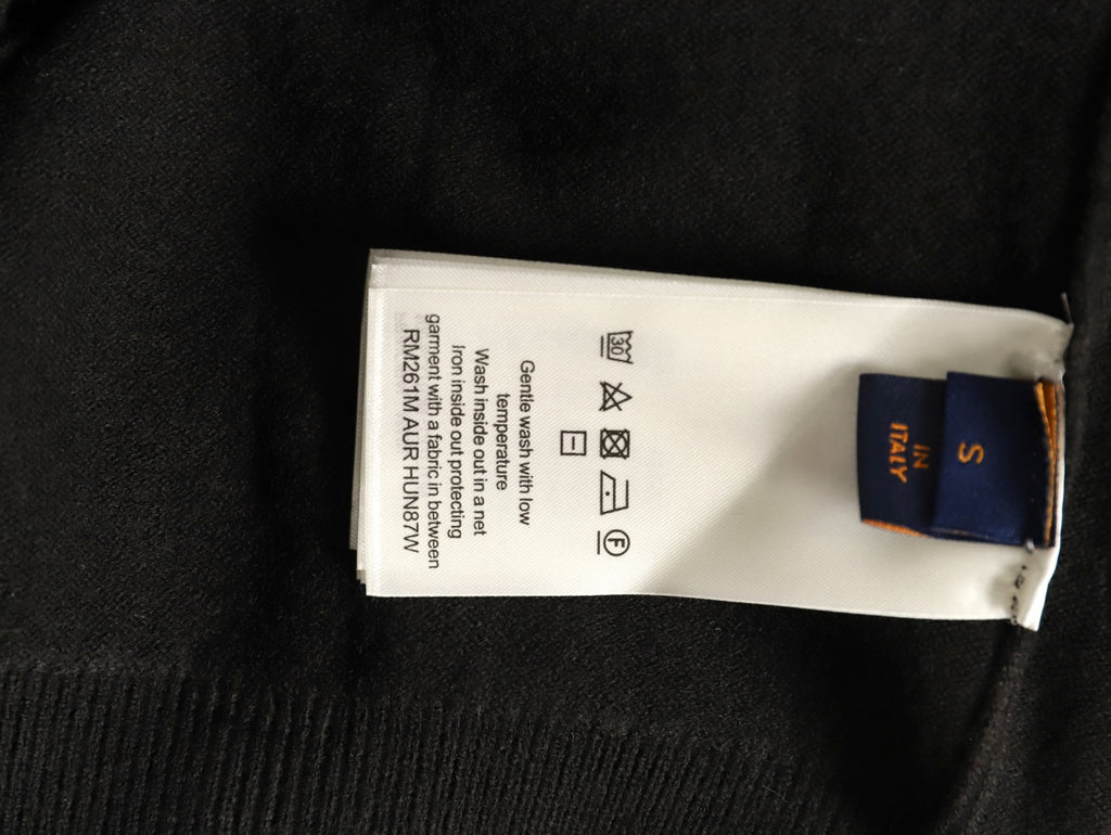 Louis Vuitton LV Embossed Logo Black Cashmere Zip-Up Cardigan