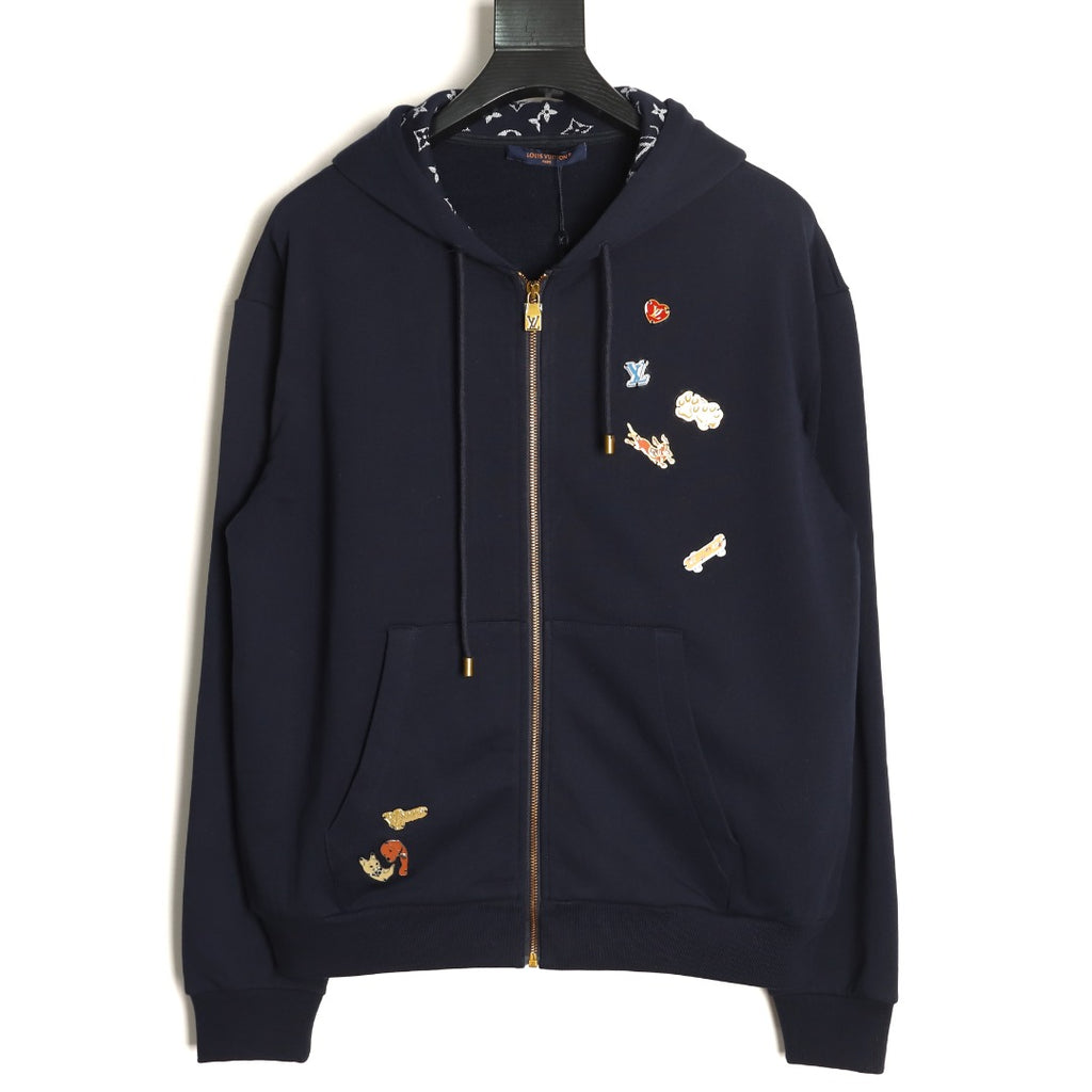 Louis Vuitton LV Playful Charm CVD-Zip Black Hoodie