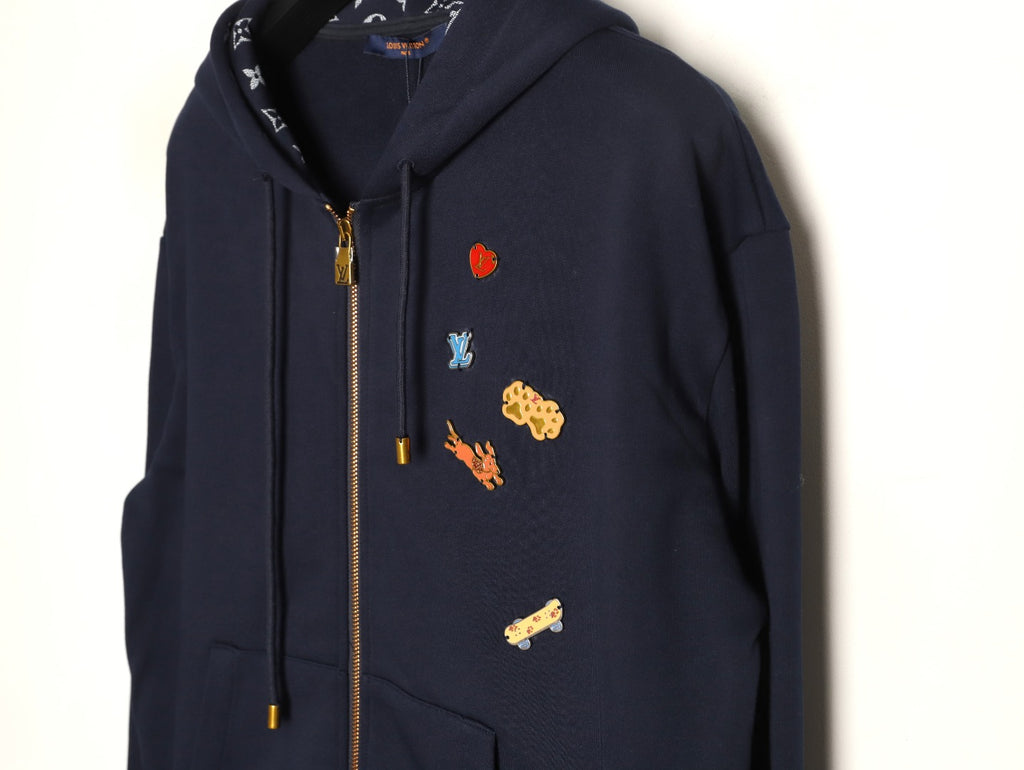 Louis Vuitton LV Playful Charm CVD-Zip Black Hoodie