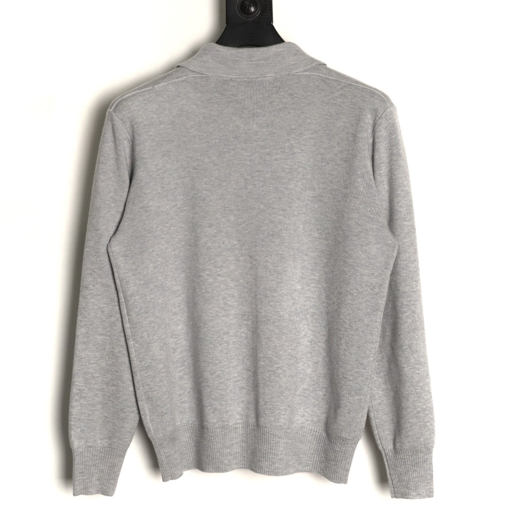 Burberry BBR Classic Check-Placket Gray Wool Cardigan