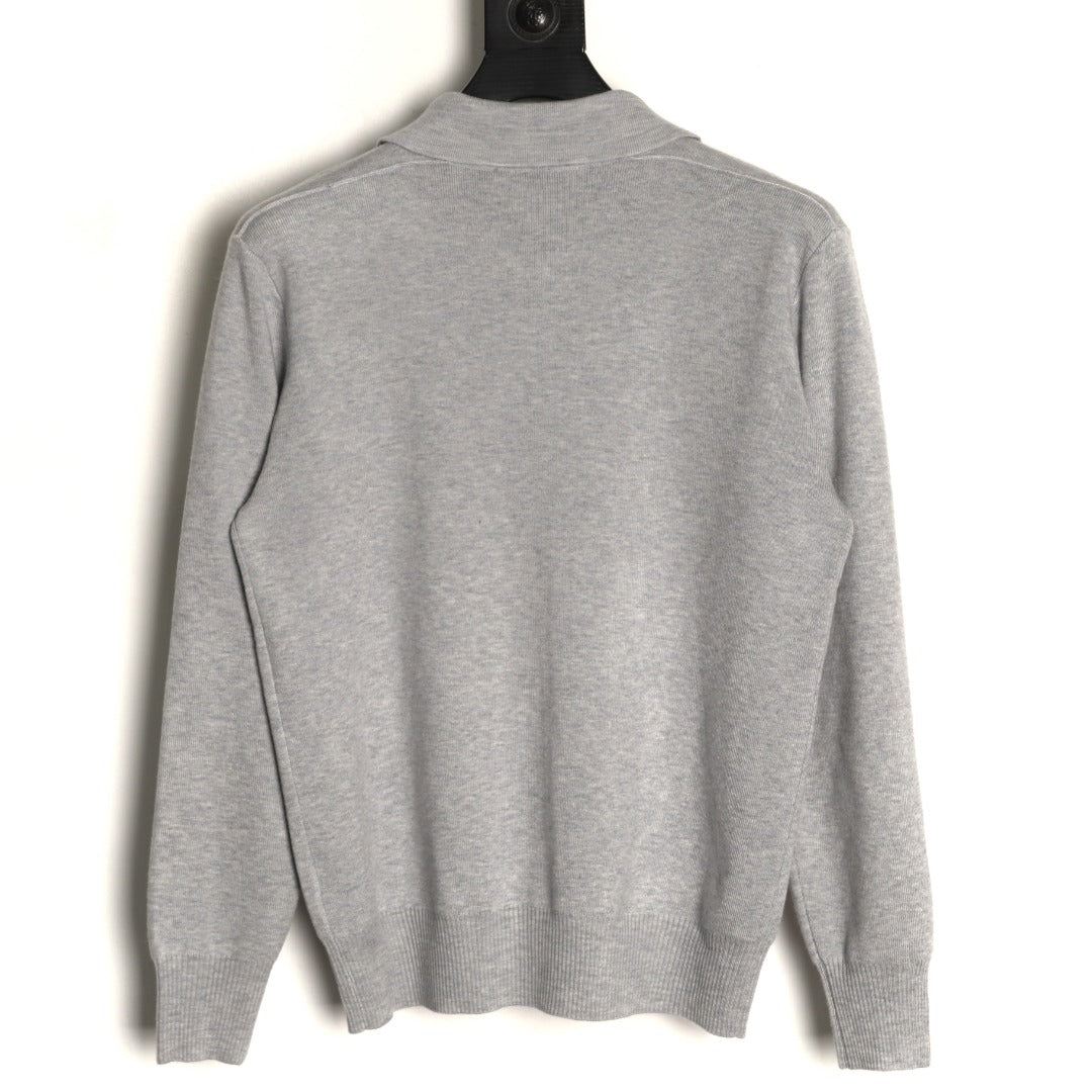 Burberry BBR Classic Check-Placket Gray Wool Cardigan