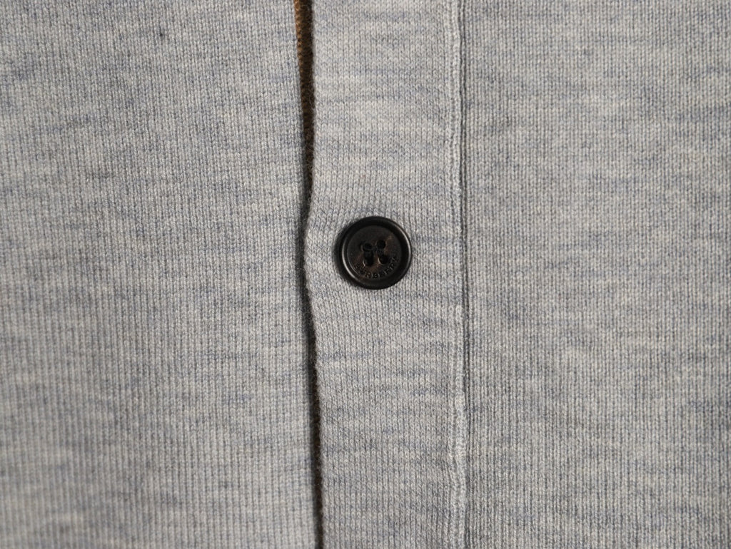 Burberry BBR Classic Check-Placket Gray Wool Cardigan