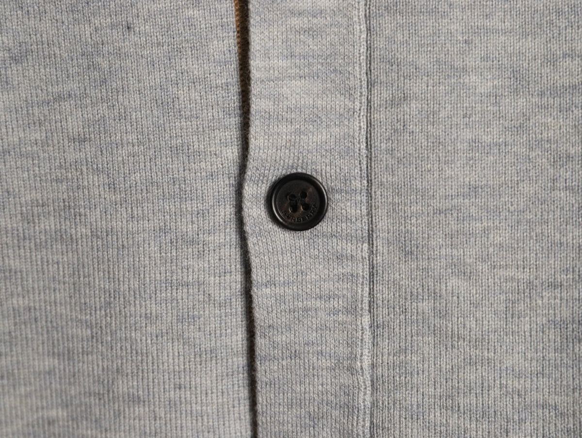 Burberry BBR Classic Check-Placket Gray Wool Cardigan