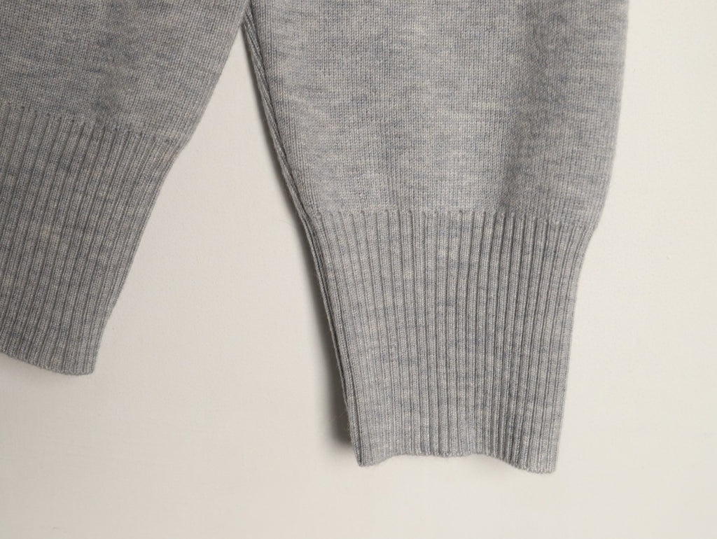 Burberry BBR Classic Check-Placket Gray Wool Cardigan