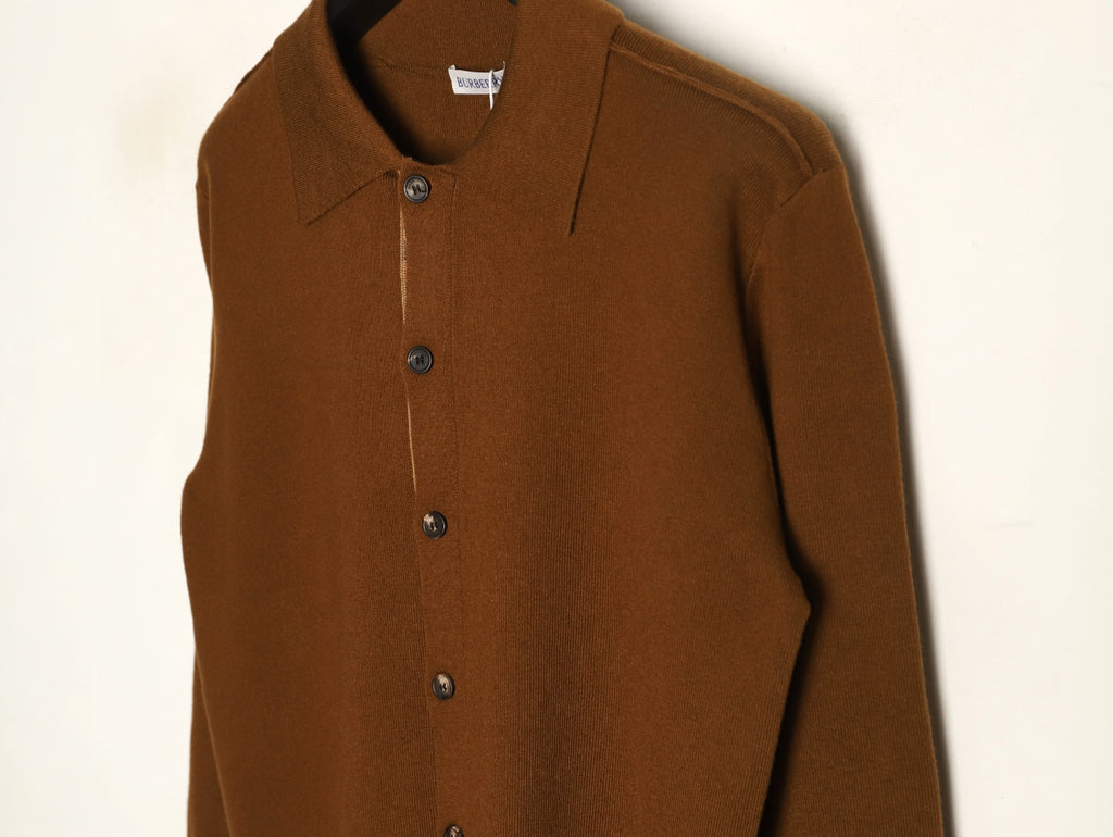 Burberry BBR Classic Check-Placket Brown Wool Cardigan