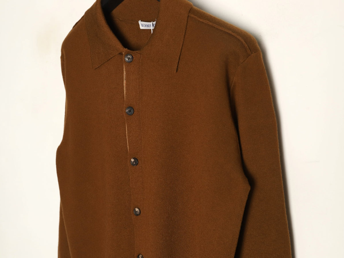 Burberry BBR Classic Check-Placket Brown Wool Cardigan