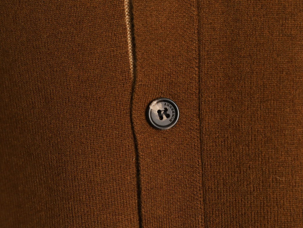 Burberry BBR Classic Check-Placket Brown Wool Cardigan