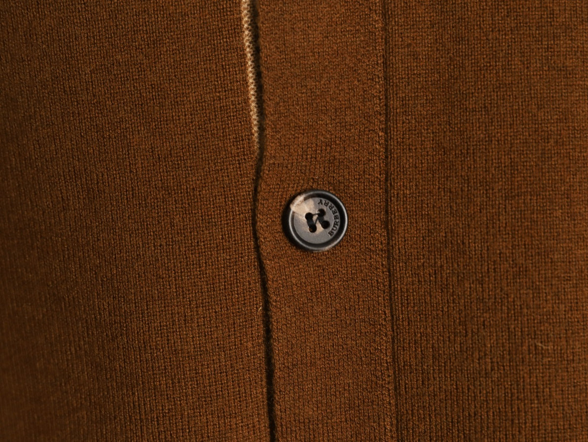 Burberry BBR Classic Check-Placket Brown Wool Cardigan