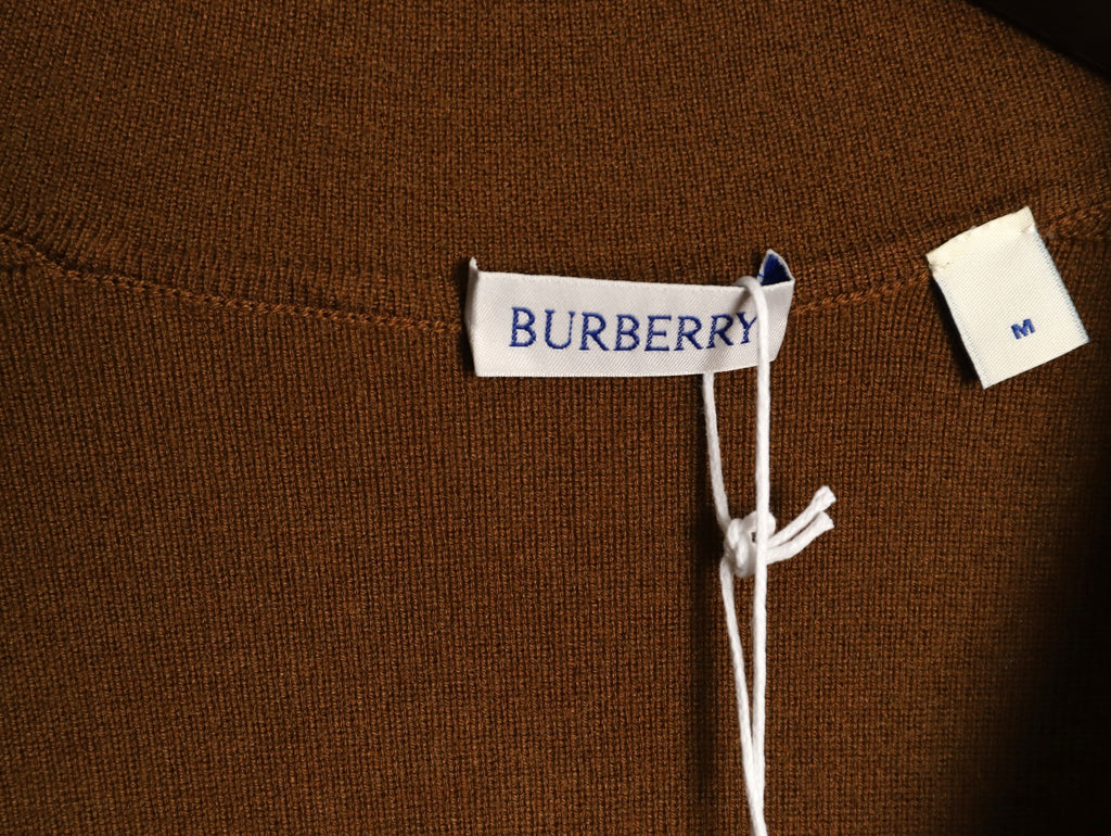 Burberry BBR Classic Check-Placket Brown Wool Cardigan
