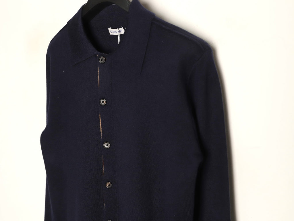 Burberry BBR Classic Check-Placket Black Wool Cardigan