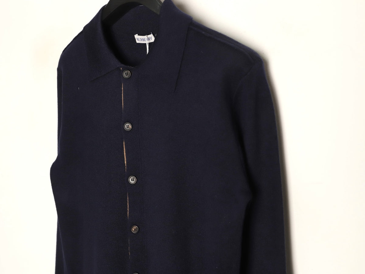 Burberry BBR Classic Check-Placket Black Wool Cardigan