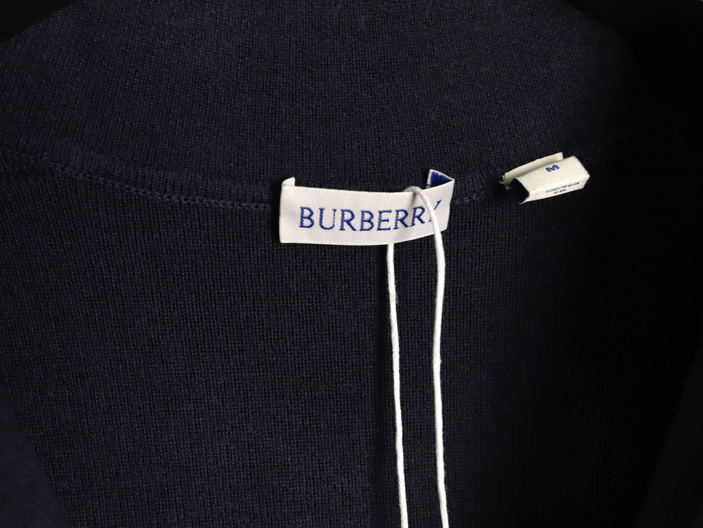 Burberry BBR Classic Check-Placket Black Wool Cardigan
