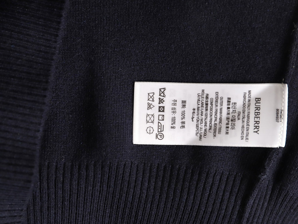 Burberry BBR Classic Check-Placket Black Wool Cardigan