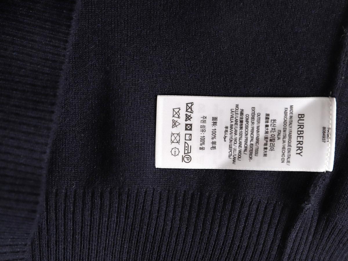 Burberry BBR Classic Check-Placket Black Wool Cardigan