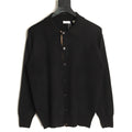 Burberry BBR Classic Check-Placket Jet Black Wool Cardigan