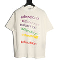 Balenciaga BLCG Rainbow Gradient Stacked Logo White T-Shirt
