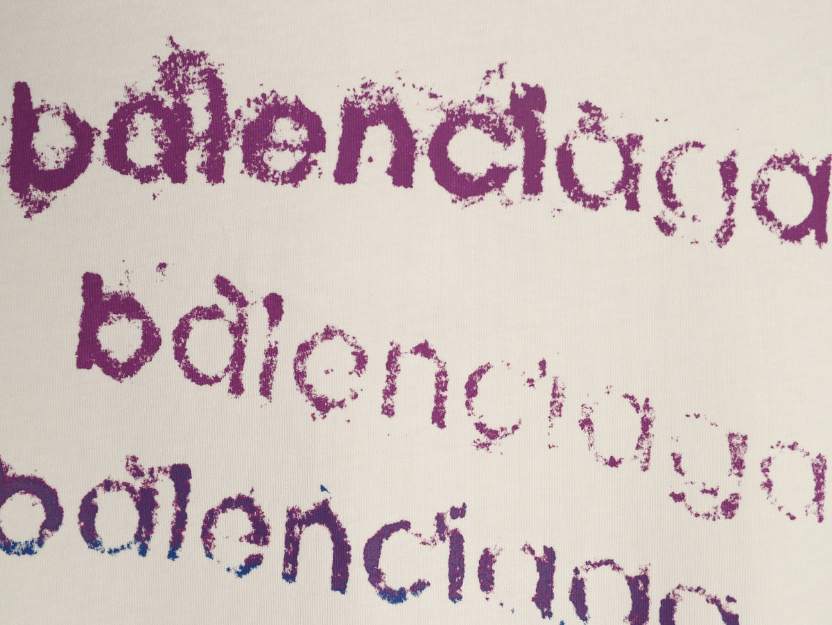 Balenciaga BLCG Rainbow Gradient Stacked Logo White T-Shirt