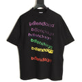 Balenciaga BLCG Rainbow Gradient Stacked Logo Black T-Shirt