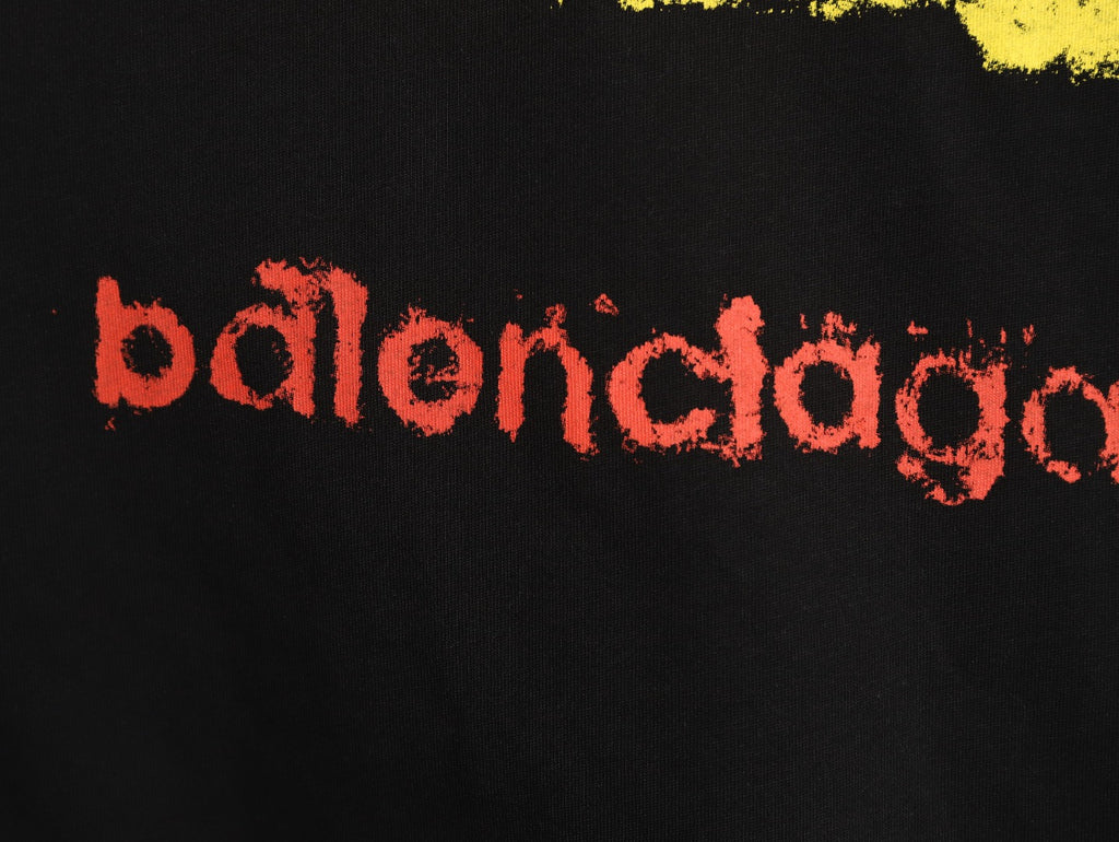 Balenciaga BLCG Rainbow Gradient Stacked Logo Black T-Shirt