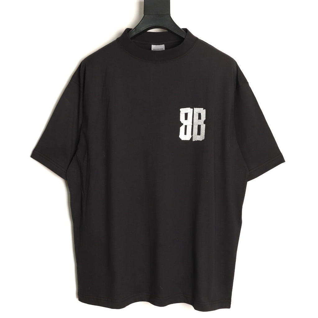 Balenciaga BLCG BB Glitter Tape-Effect Black T-Shirt