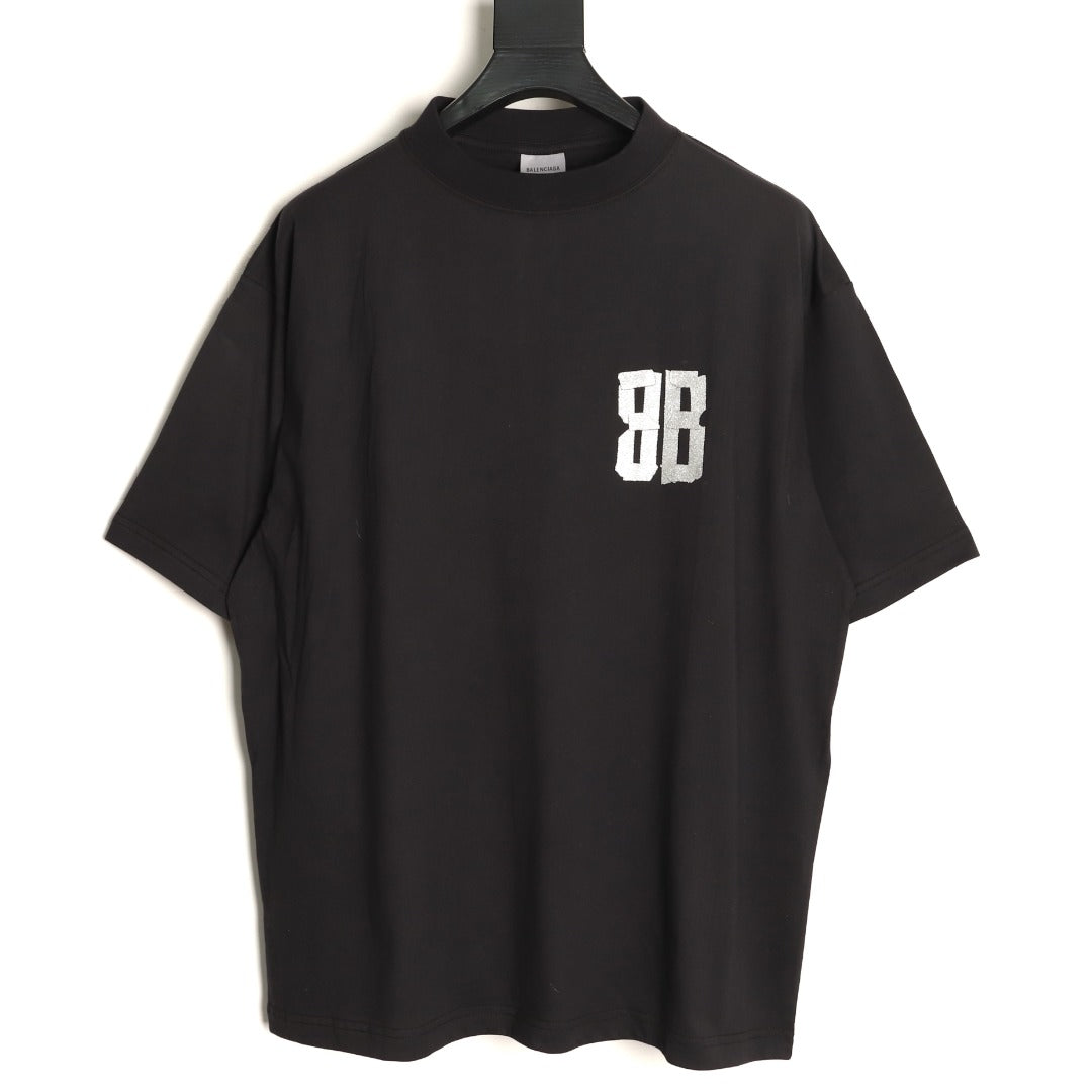 Balenciaga BLCG BB Glitter Tape-Effect Black T-Shirt