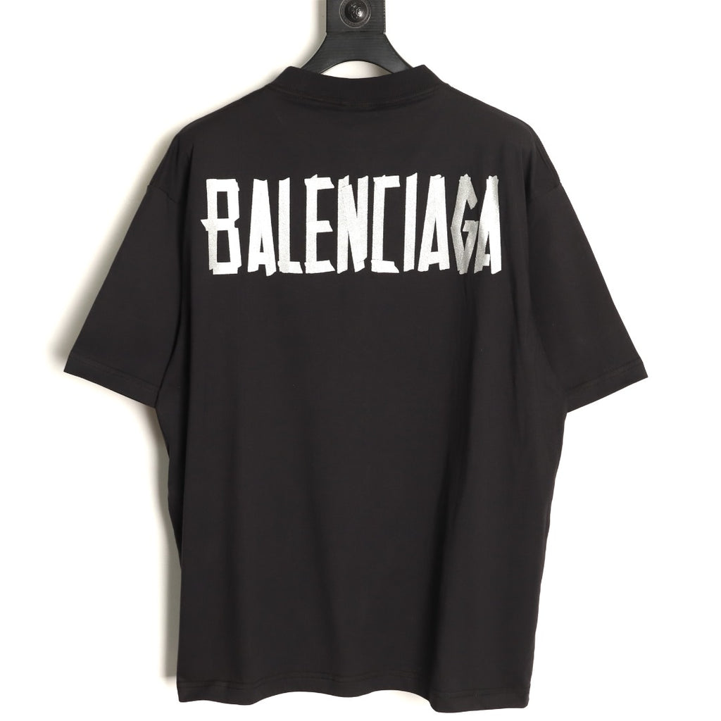 Balenciaga BLCG BB Glitter Tape-Effect Black T-Shirt