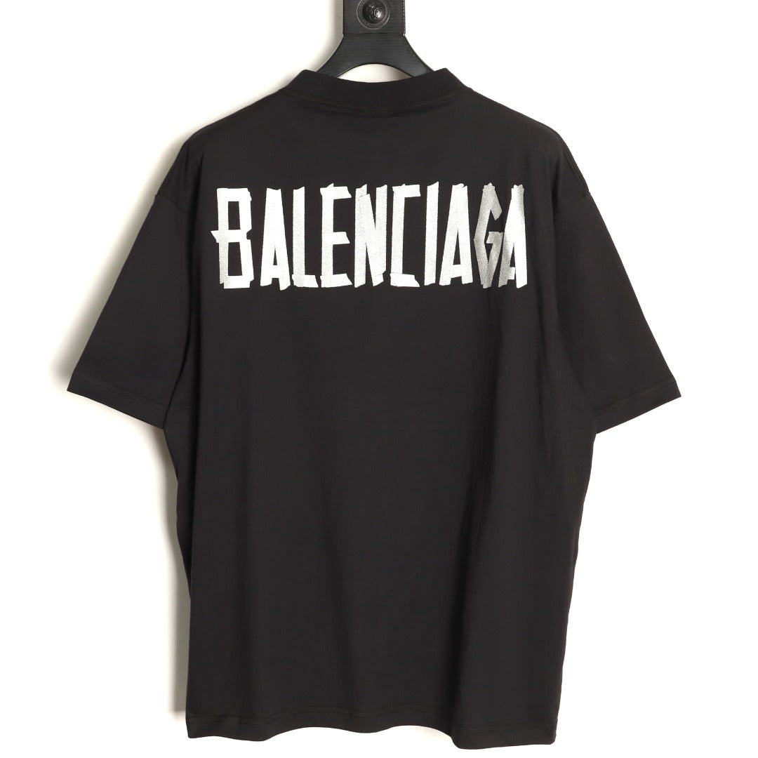 Balenciaga BLCG BB Glitter Tape-Effect Black T-Shirt