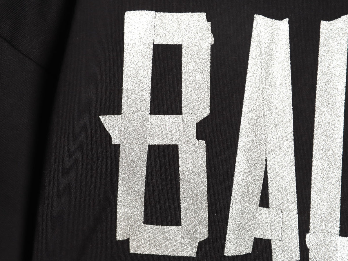 Balenciaga BLCG BB Glitter Tape-Effect Black T-Shirt