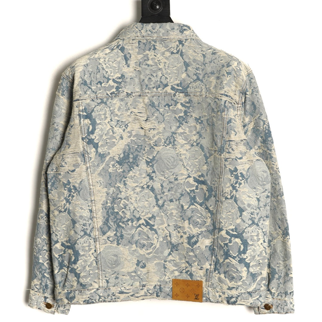 Louis Vuitton 22FW Vintage Floral Fringe Light-Wash Denim Jacket