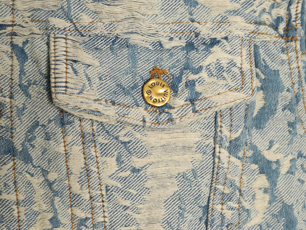 Louis Vuitton 22FW Vintage Floral Fringe Light-Wash Denim Jacket