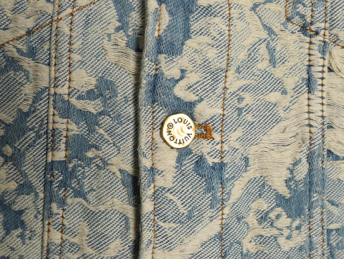 Louis Vuitton 22FW Vintage Floral Fringe Light-Wash Denim Jacket