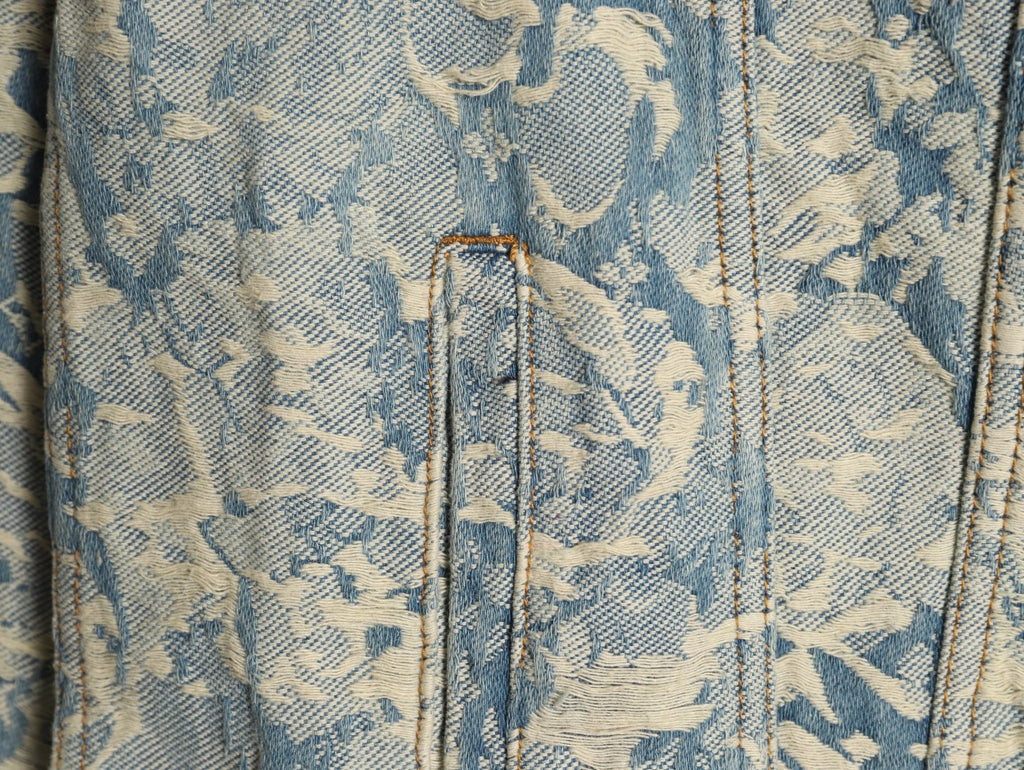 Louis Vuitton 22FW Vintage Floral Fringe Light-Wash Denim Jacket