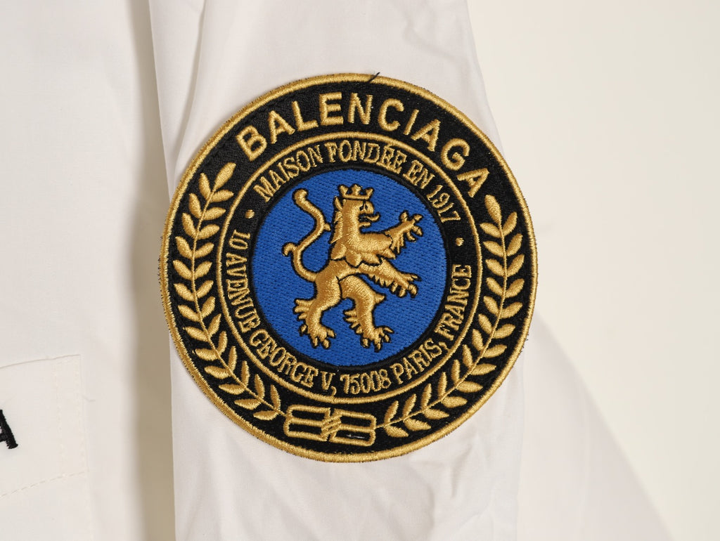 Balenciaga Manchester United Lion Crest Embroidered White Long-Sleeve Shirt