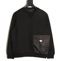 Prada Triangle Logo Utility Pocket Black Crewneck Sweatshirt