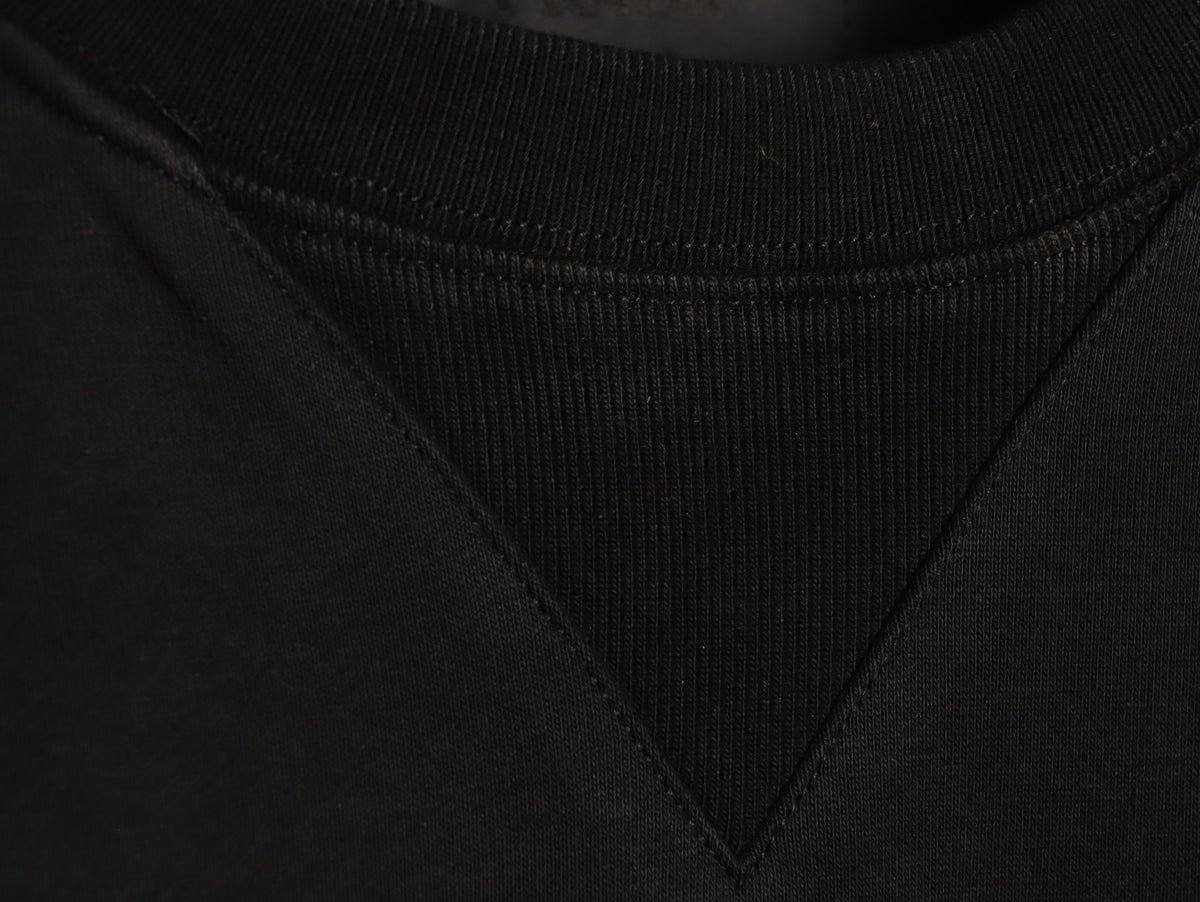 Prada Triangle Logo Utility Pocket Black Crewneck Sweatshirt