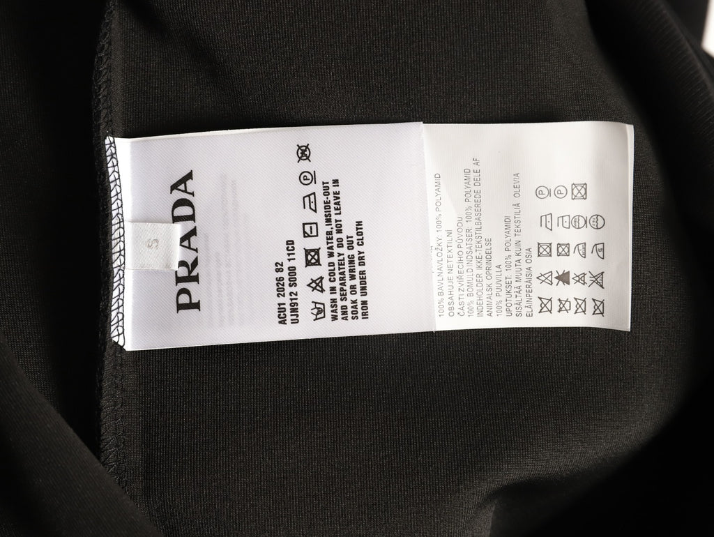 Prada Triangle Logo Utility Pocket Black Crewneck Sweatshirt